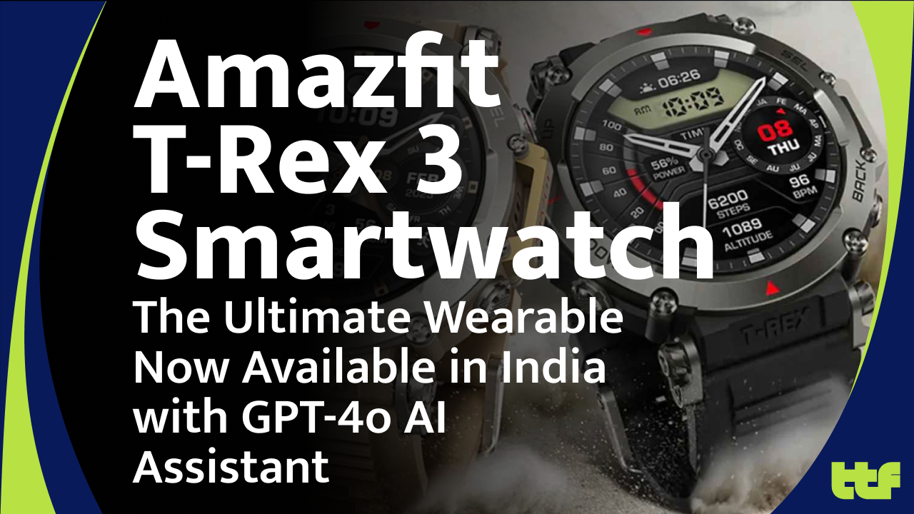 Amazfit T-Rex 3 Smartwatch with AI Assistant, 1.5-inch AMOLED display, and rugged design available in Onyx color.