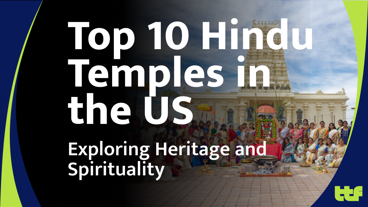 A stunning view of a traditional Hindu temple in the United States, showcasing its intricate architecture and vibrant cultural heritage.